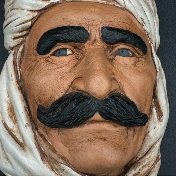 Rare Vintage Arab Man Chalkware Head Made In England - Picture 12 of 13